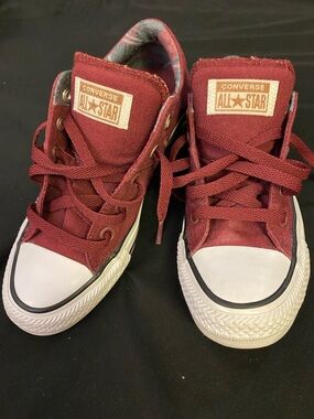 Converse Chuck Taylor's Madison Burgundy and plaid low top sneakers